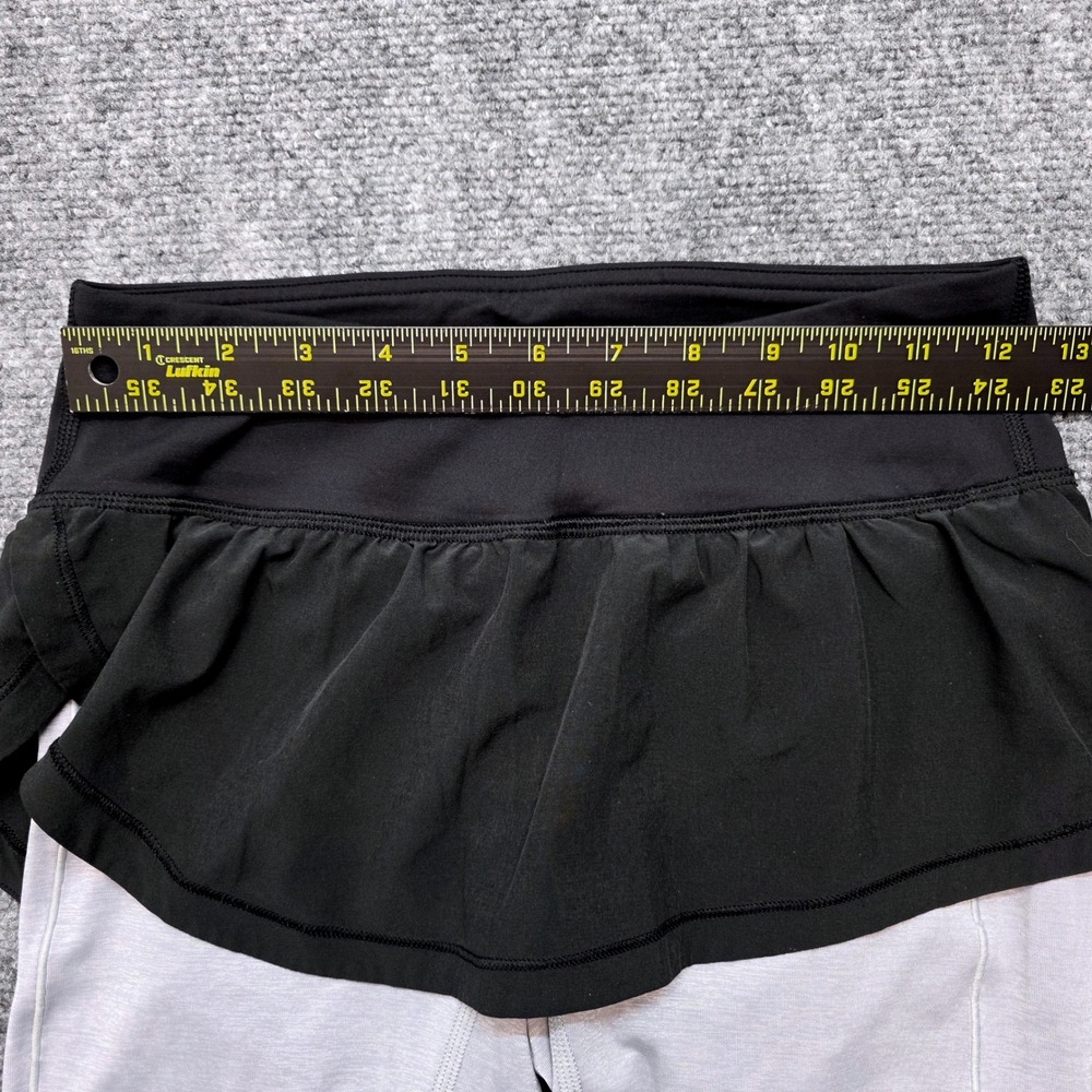 Lululemon 2-in-1 Skirted Crop Leggings Grey Black Mesh Size 6 Yoga Running - Picture 8 of 12